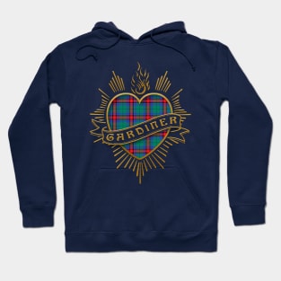 The Gardiner Family Tartan 'Radiant Love Heart' Retro Design Hoodie